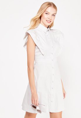 LOST INK  FRILL SHOULDER SHIRT DRESS